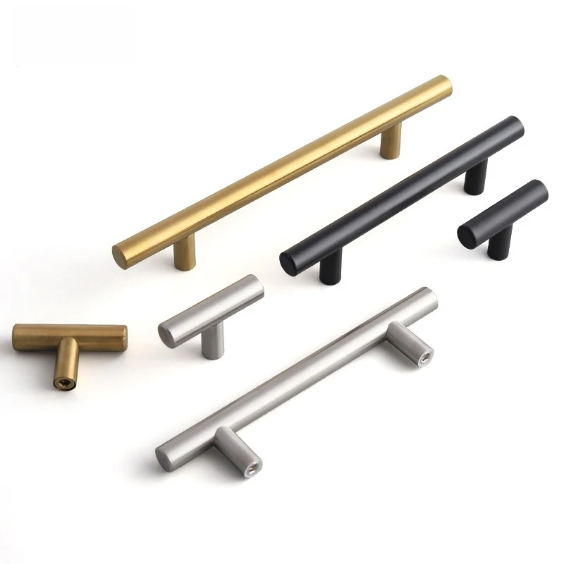 

Modern Gold Brushed Straight Cupboard Stainless Steel Brushed Black Gold Kitchen Door Single-hole handle Handles Cabinet Pull