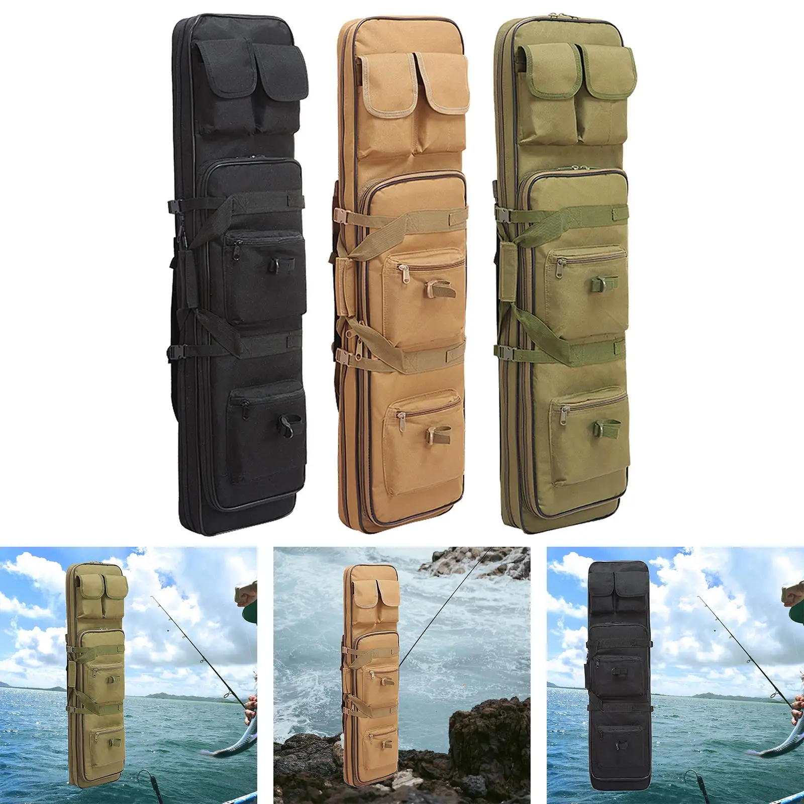 Multifunctional Fishing Rod Case, Protective Cover Wear Resistant Organizer Carrier Backpack for Equipment Gift Fishing Gear