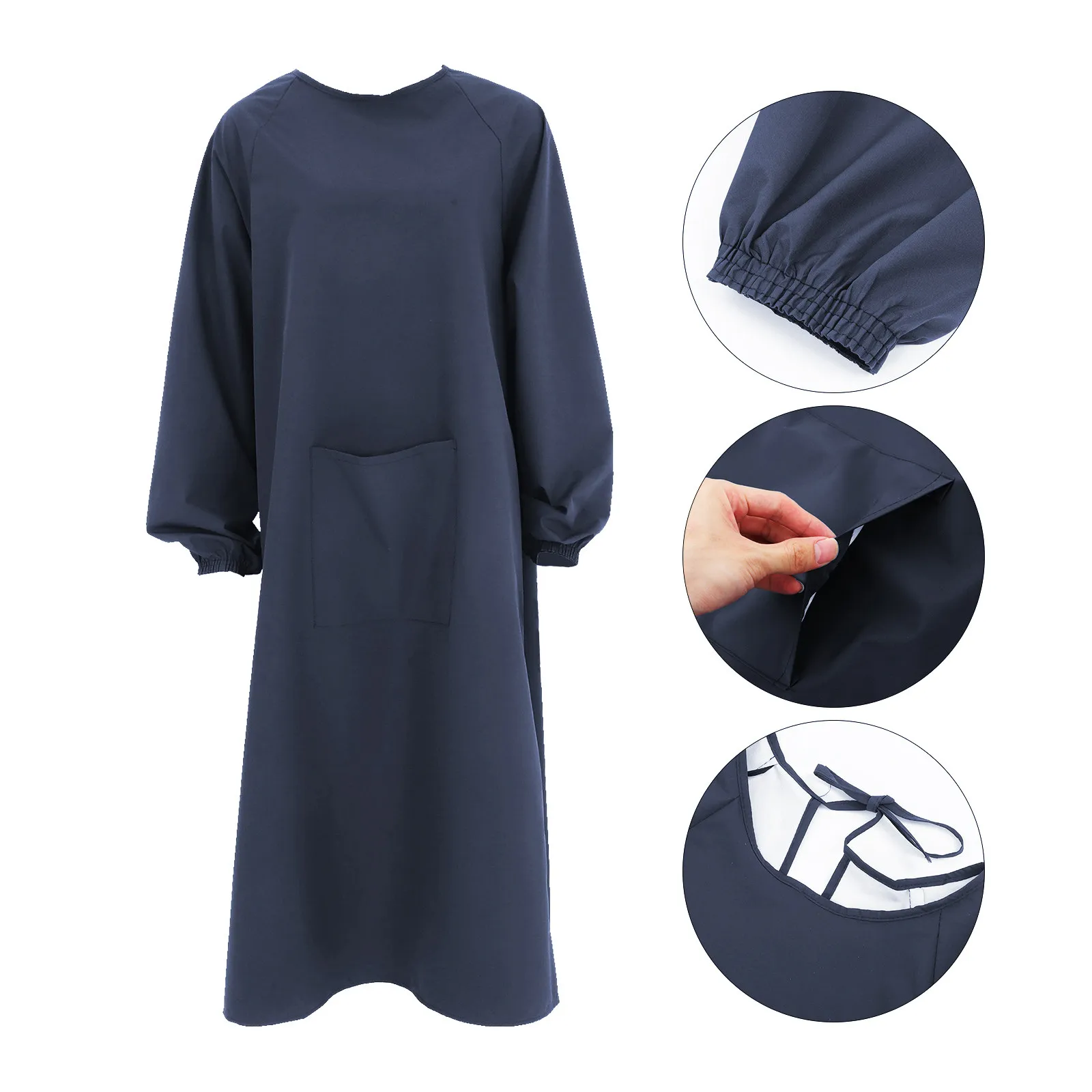 

Водонепроницаемый фартук с длинными рукавами, темно-синий, маслоотталкивающий, с защитой от грязи спереди и сзади, для кухни, уборки, лабораторных работ, садоводства