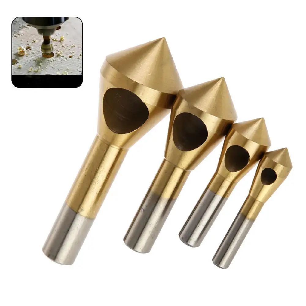 4Pcs/Set SS Chamfer Countersink Chamfer Drill Bit 1/4