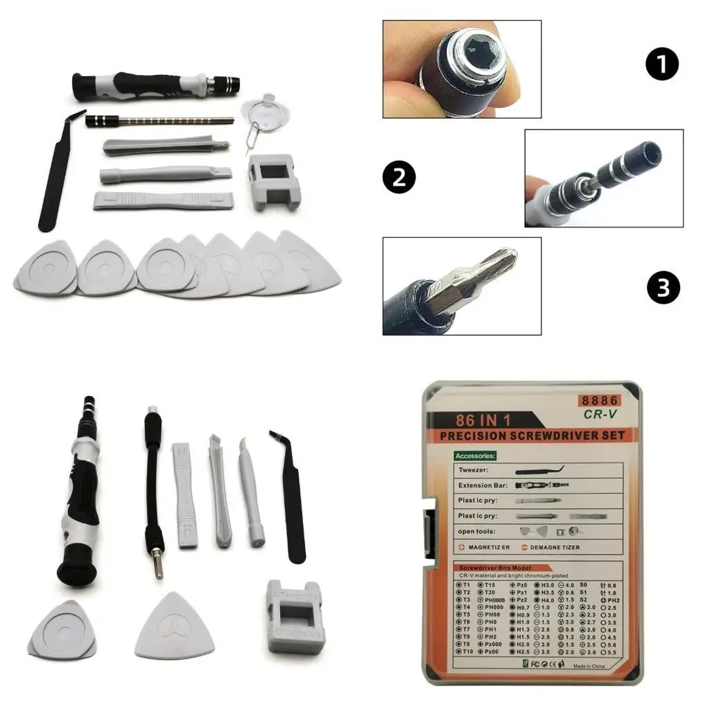 Y1UD Versatile 86 in 1 Precisions Screwdriver Set Computer Phone Repair Tool for Computer, Laptop Phones, Camera