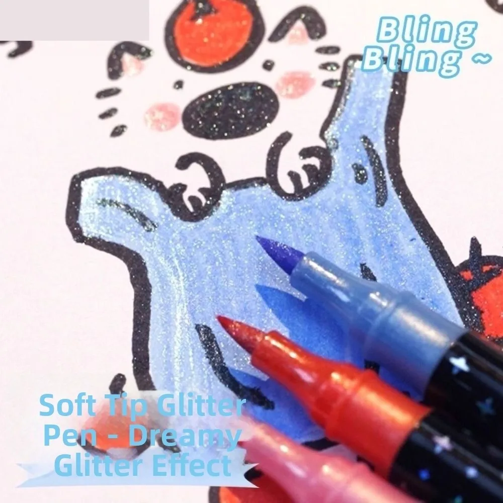 24/48/72/96 Colors Double-Ended Glitter Pens Quickly Dry Soft Tip Acrylic Marker Pen Glue-Like Ink Colorful Fluorescent Pen DIY