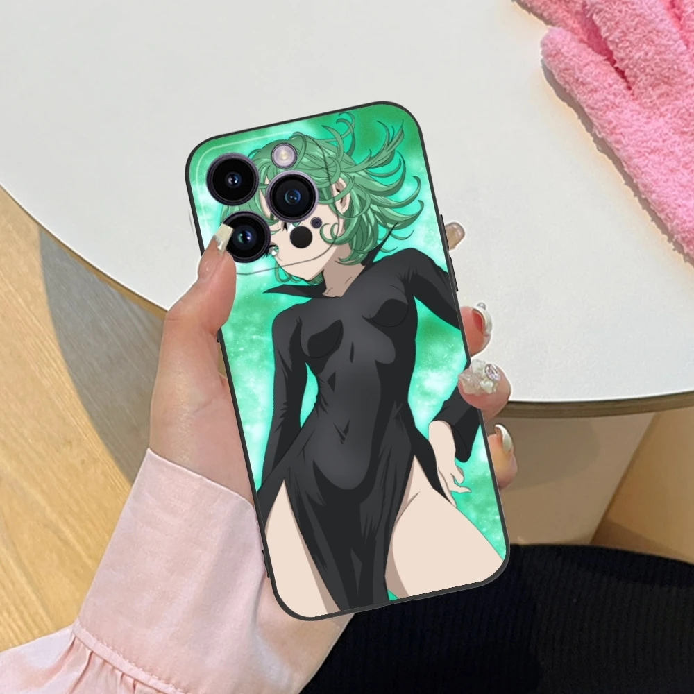 Punch Tatsumaki Cool Mobile Cell Phone Case for iPhone 15 14 13 12 11 X XR XS 8 7 Pro Max Plus Mini Black Soft Phone Cover Shell