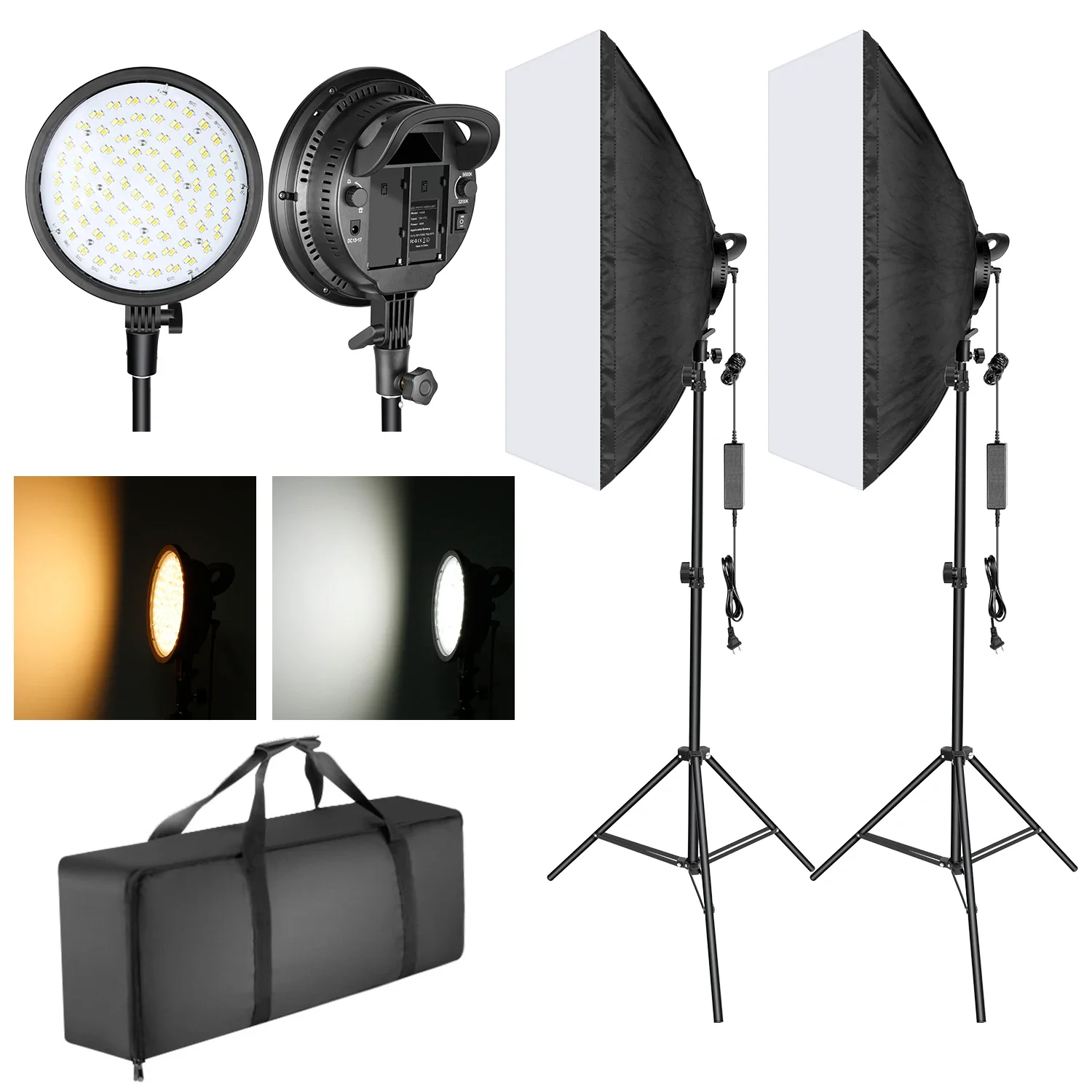 

Neewer LED Softbox Lighting Kit: 20x28 Inches Softbox, 48W Dimmable 2-color Temperature LED Light Head With Battery Compartment