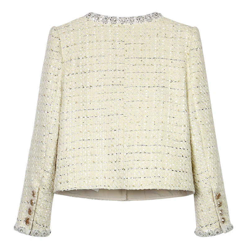 نمط جديد، عصري، فاخر وخفيف الوزن، صناعة ثقيلة قديمة مرصعة بالألماس، سترة عطرية صغيرة + بدلة تنورة رفيعة #4