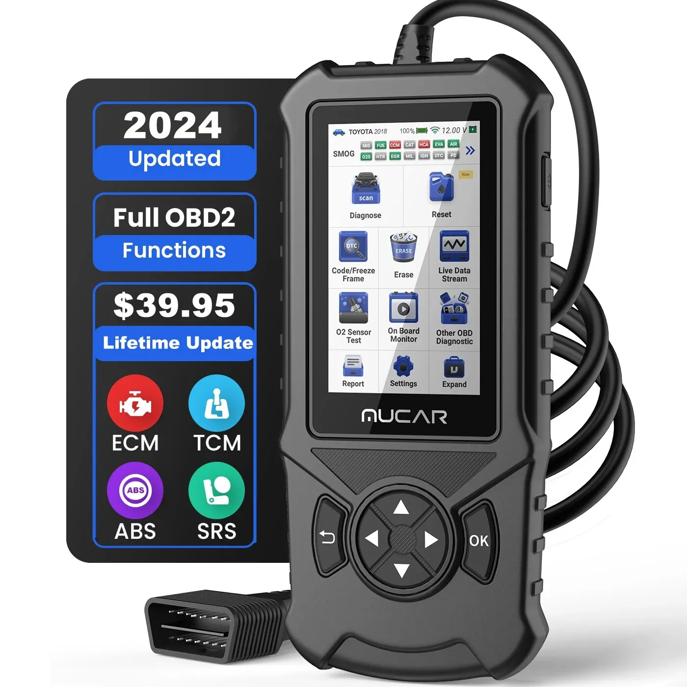 MUCAR CDE900 자동 OBD2 스캐너 엔진 에어백 ABS TCM 시스템 진단 코드 리더, 와이파이 업데이트 자동차 진단 도구 