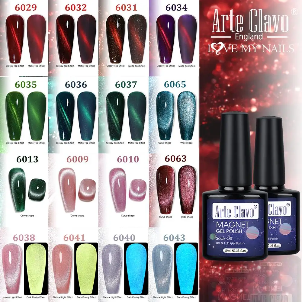 Arte Clavo Błyszczący Transparentny Żel Magnetyczny Kocie Oko Nowy Jednorożec Auroras Lakier do Paznokci Żelowy Holograficzny Efekt Hybrydowy