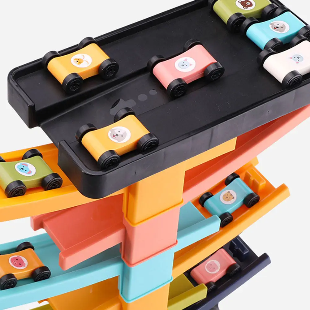 baby-kids-gliding-car-race-track-playset-multi-layer-slider-educational-early-learning-game-indoor-outdoor-car-gliding-track
