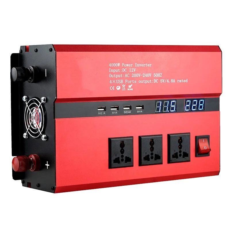 Automotive Voltage Display LCD Improved Sine Wave DC12V 24V to 220V 1500W Automotive Inverter