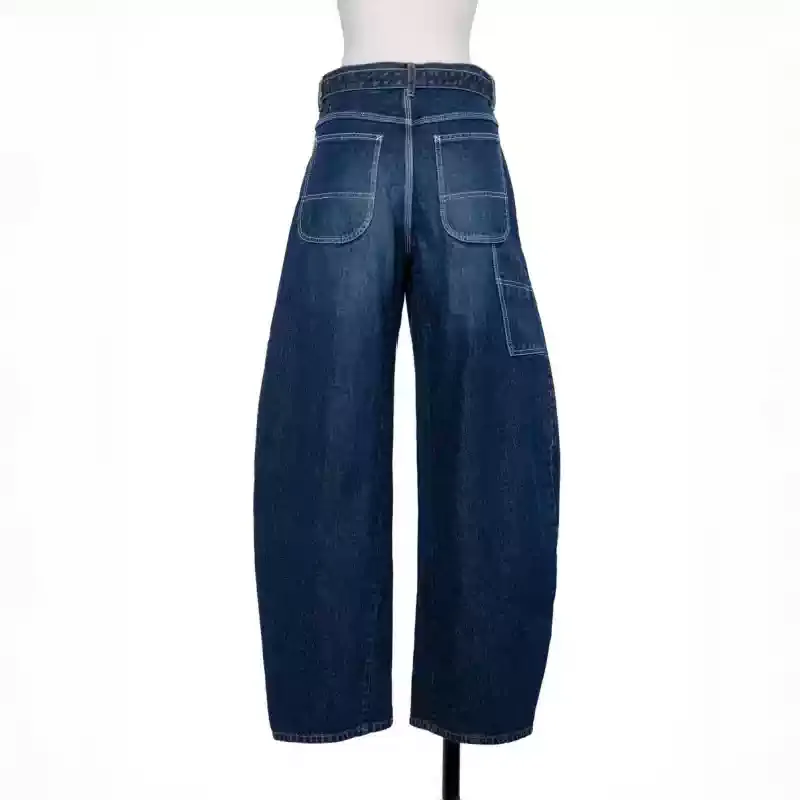 SAC Japanese 26ss retro washing water loose scimitar denim high waist casual wide leg trousers