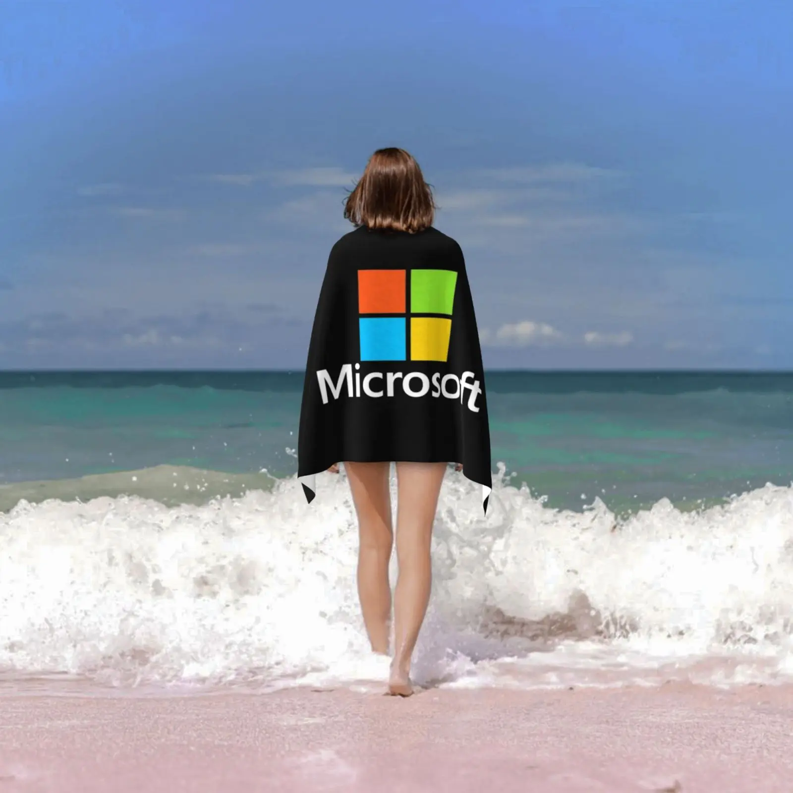 وسادة الشاطئ من Microsoft Type Bath Towel بشعار Microsoft Azure Tech Enterprise Technology Office Windows Bill