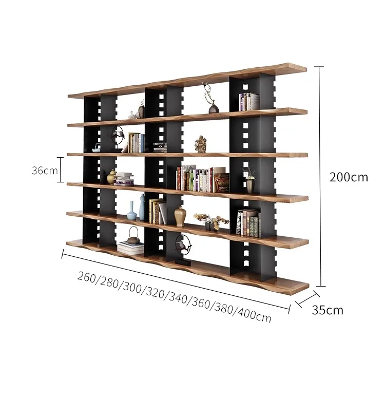 Immagine 6: Libreria industriale a parete intera, libreria multipiano per soggiorno, ufficio, studio, espositore per CD