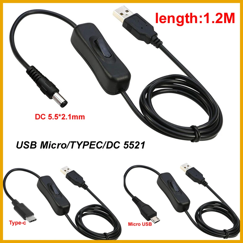 NEW 1.2M USB Switch Extension Cable Support Data Transmit and Power Supply with On/Off Power Switch for LED Strips, USB Devices