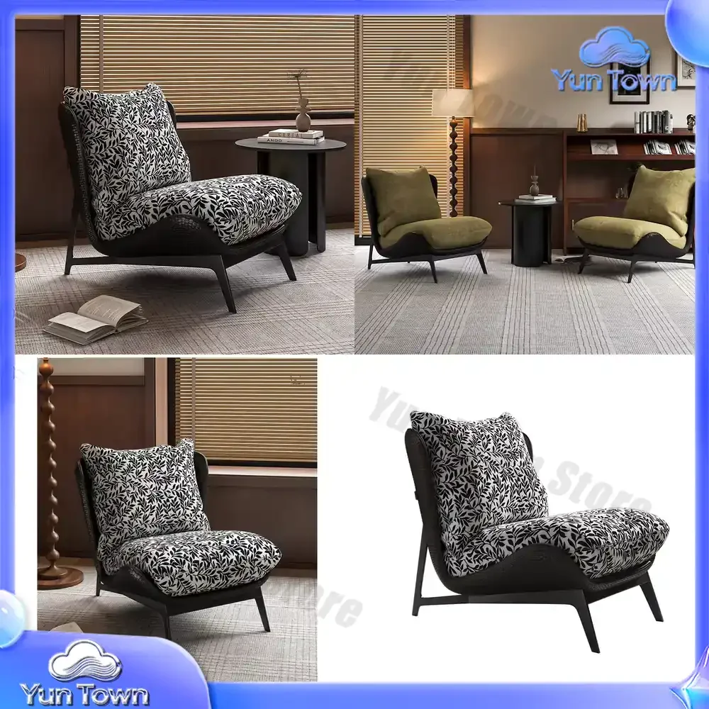 Modern retro designer lounge chair single sofa, vintage Wabi-**** style, suitable for family reception meetings or living