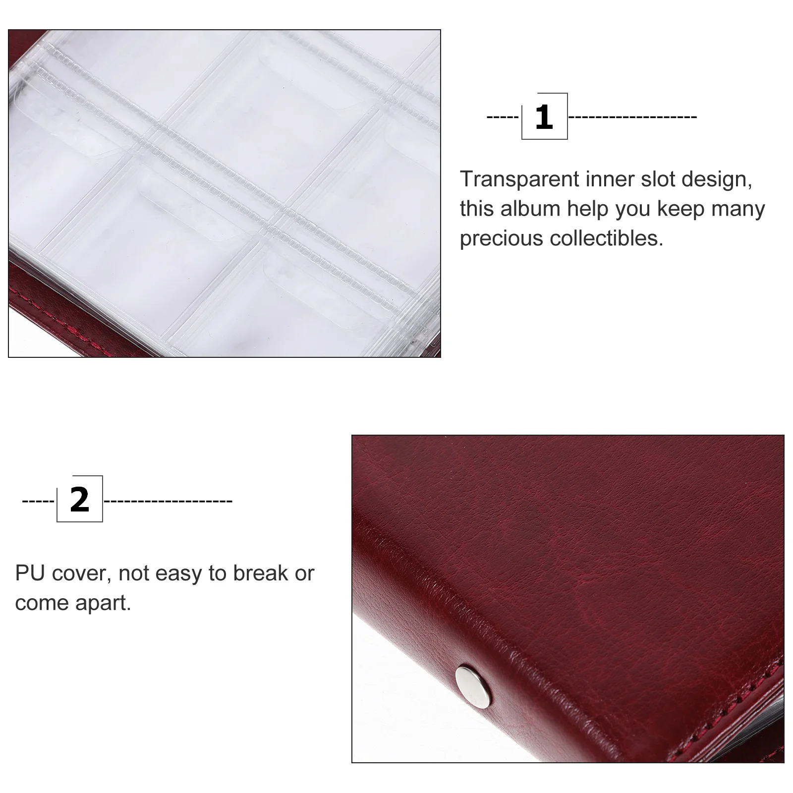 

Book For Collectors Pu Cover Commemorative Organizer Transparent Slot Dust Resistant Storage Album Portable