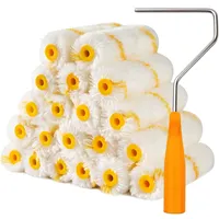 Paint roller set including 4-inch microfiber paint roller, mini fabric roller set for wall, finish, door and cabinet application