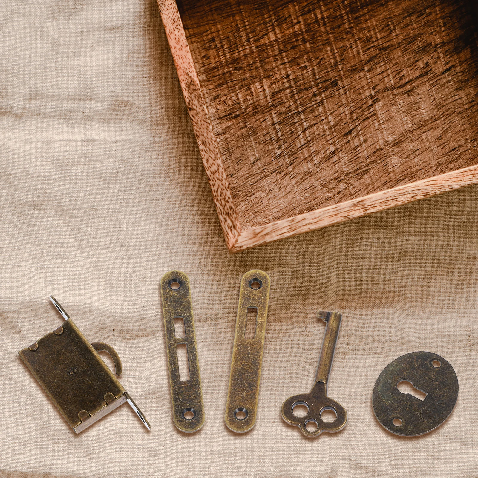 

2 Sets Mini Wooden Box Locks with Keys for Jewelry Gift Cabinet DIY Metal Hardware Accessories HiddenLatch