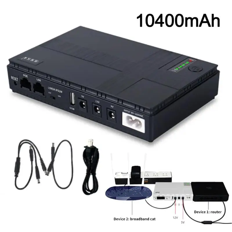 

Uninterruptible Power Supply For DC5V, 9V, 12V ,24V Mini UPS Battery Backup 10400mAh Capacity For Router Monitor Camera