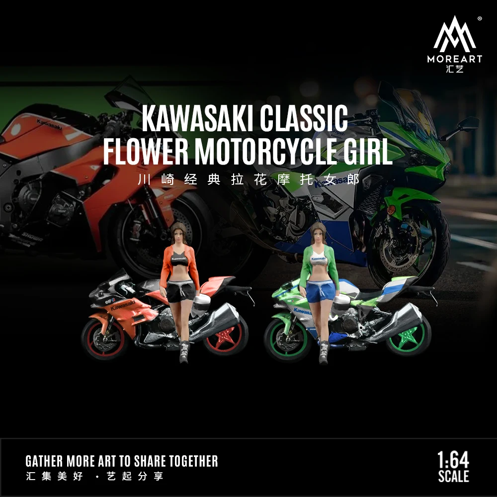 More Art1:64 Motorcycle Girl,Resin Character Model,Miniature Scene Decoration  For Display & Gift