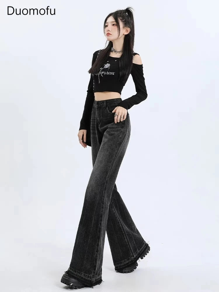 Duomofu Autumn Full Length Classic Straight Loose Female Jeans American New Basic High Waist Slim Chic Flare Fashion Women Jeans