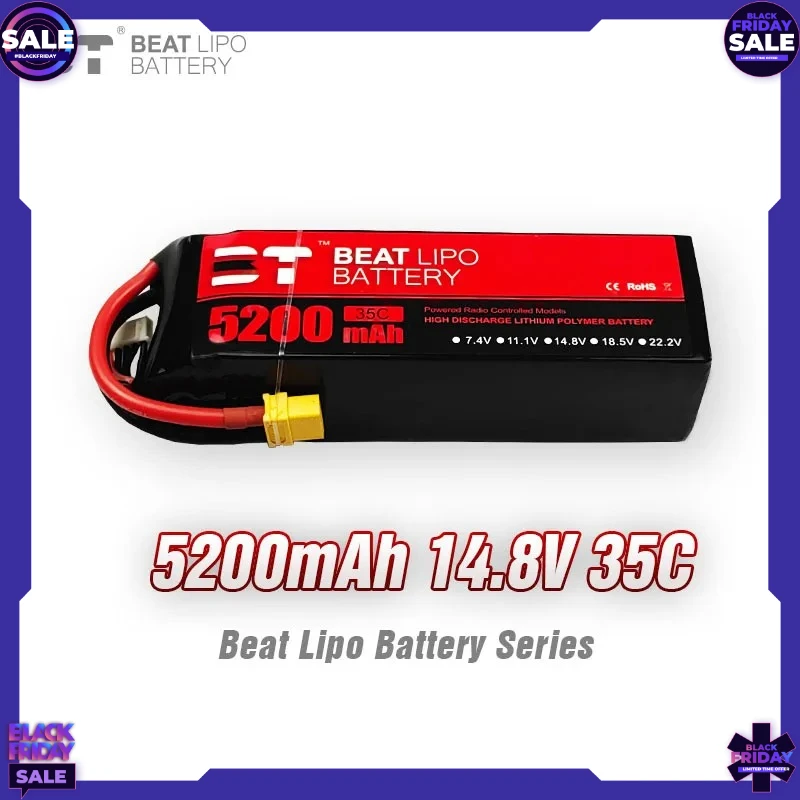 BT LIPO Battery 5200mAh/4S/14.8V/35C/Model Aircraft Battery
