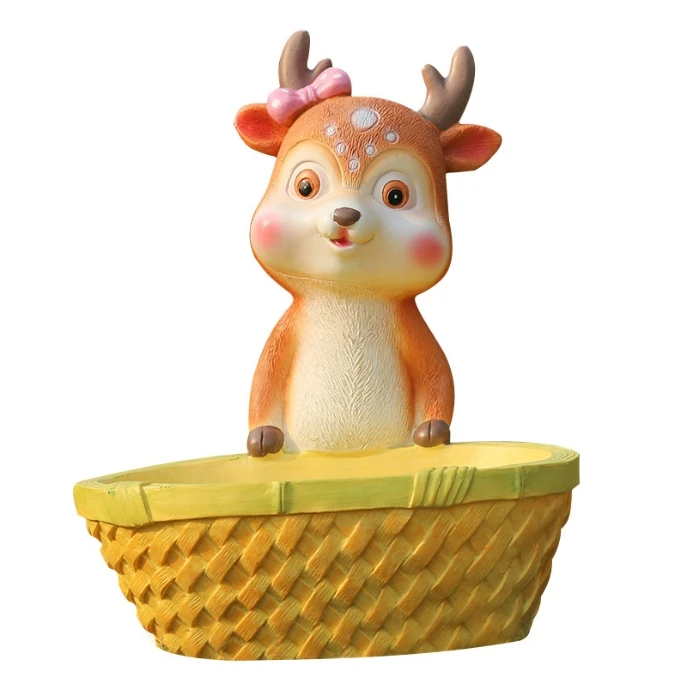 Kreskówka z włókna szklanego Spotted Deer Flower Pot Ornament Animal Sculpture Outdoor Garden Landscape Courtyard Decoration Ornaments