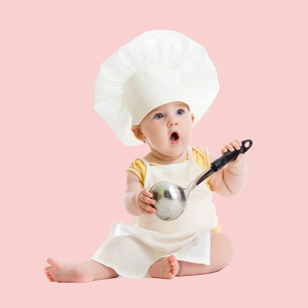 زي التصوير الفوتوغرافي للأطفال حديثي الولادة وزي الشيف للأطفال لمدة 100 يوم مع مريلة لصور الطفل