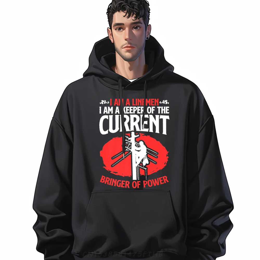 

Latest Bringer Of Power Electric Technician Design Hoodies Round Collar Mens Hoodies Long Sleeve Christmas Design Hoodies