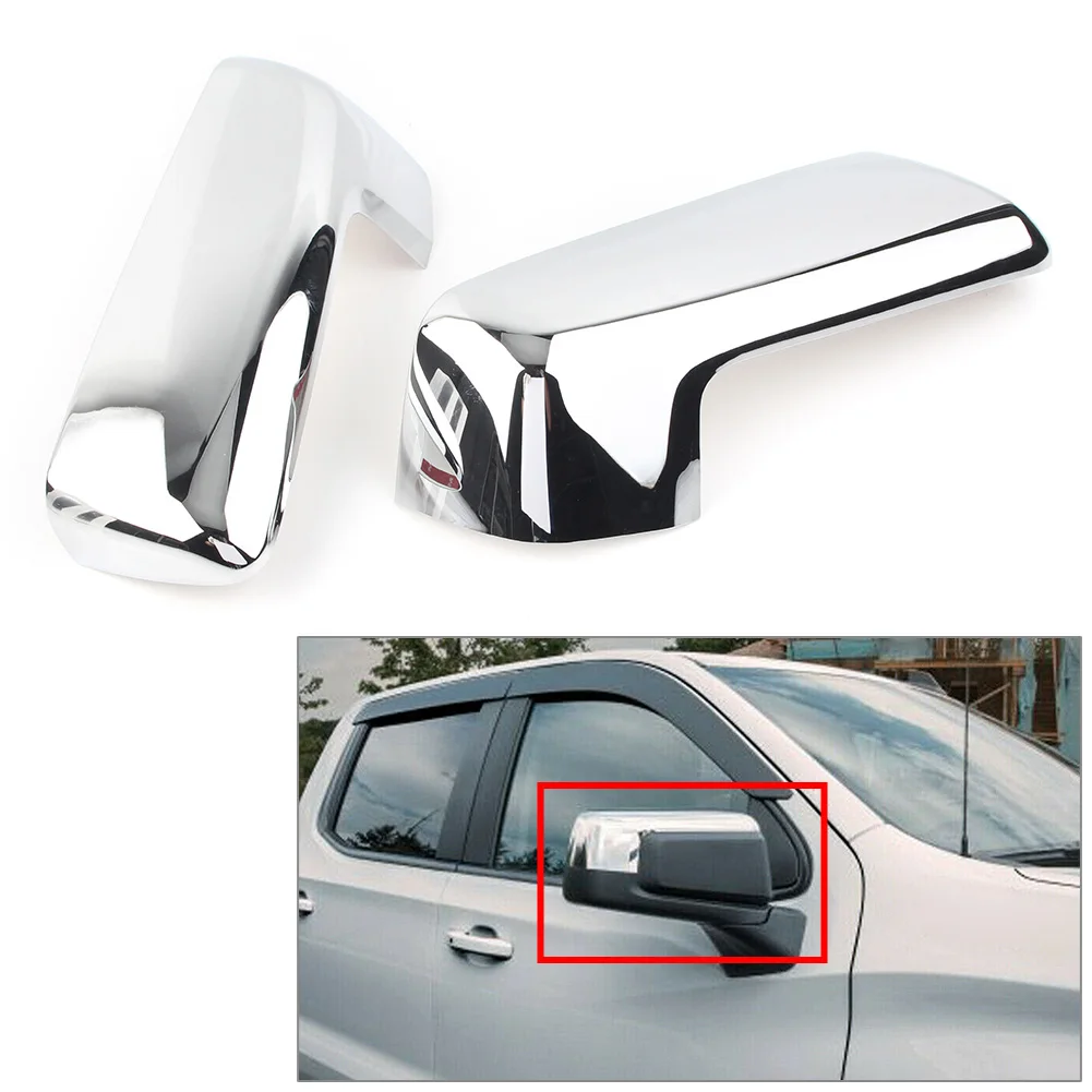 

Chrome Car Rearview Side Mirrors Cover ABS DecorationTrim For Chevrolet Silverado 1500 2019 2020 2021 2022