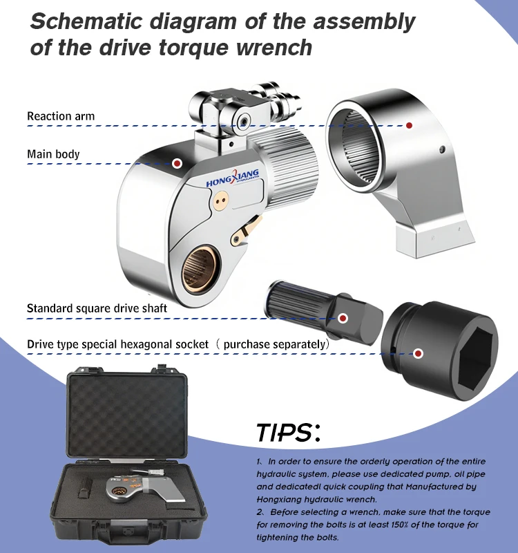 Heavy Industrial Grade Alloy Steel 220V 3-Year Warranty Bolting Tool 700bar Hydraulic Square Drive Torque Wrench