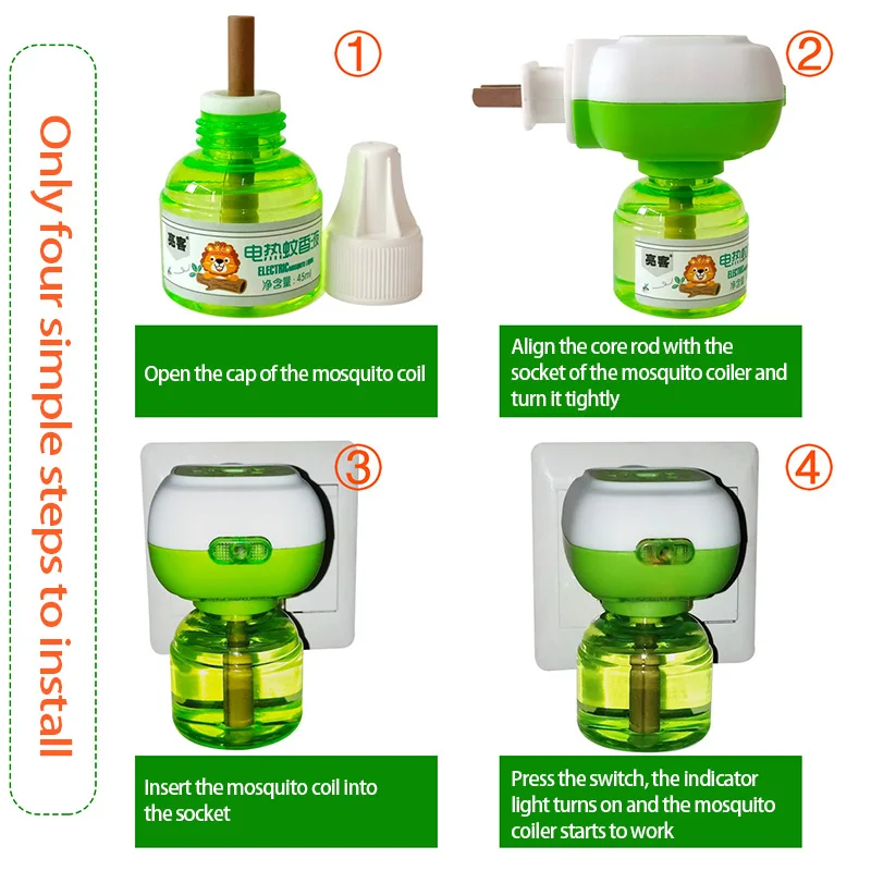 1/5pcs Portable Electric Mosquito Coil Heater Anti Mosquito Killer 45ML Refillables Mosquito Liquid Bugs Fly Insect Repellent