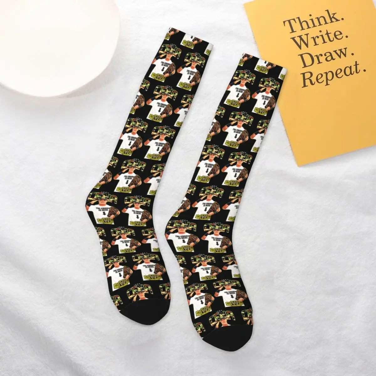 

All Seasons John Cena Respect Earn It Cartoon Wrestler Socks Harajuku Sport Middle Tube Socks Soft Funny Stockings for Men Women