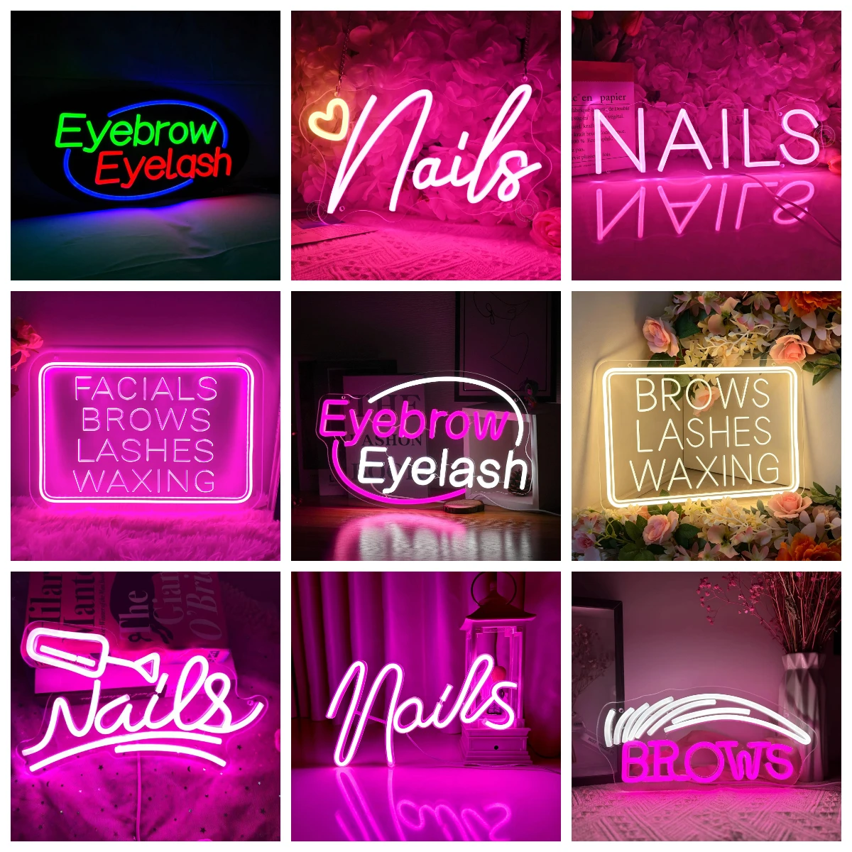 Eyebrow Neon Sign Business Wall Light USB Nail Salon LED Light for Beauty Salon Makep Room Bedroom Aesthetic Decorations Gift