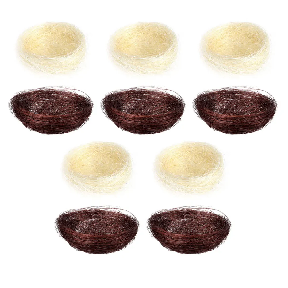 

10Pcs Fake Bird Nests Round Woven Nest Decorative Plate Accent for Dining Table Styling Easter Ornament Photography