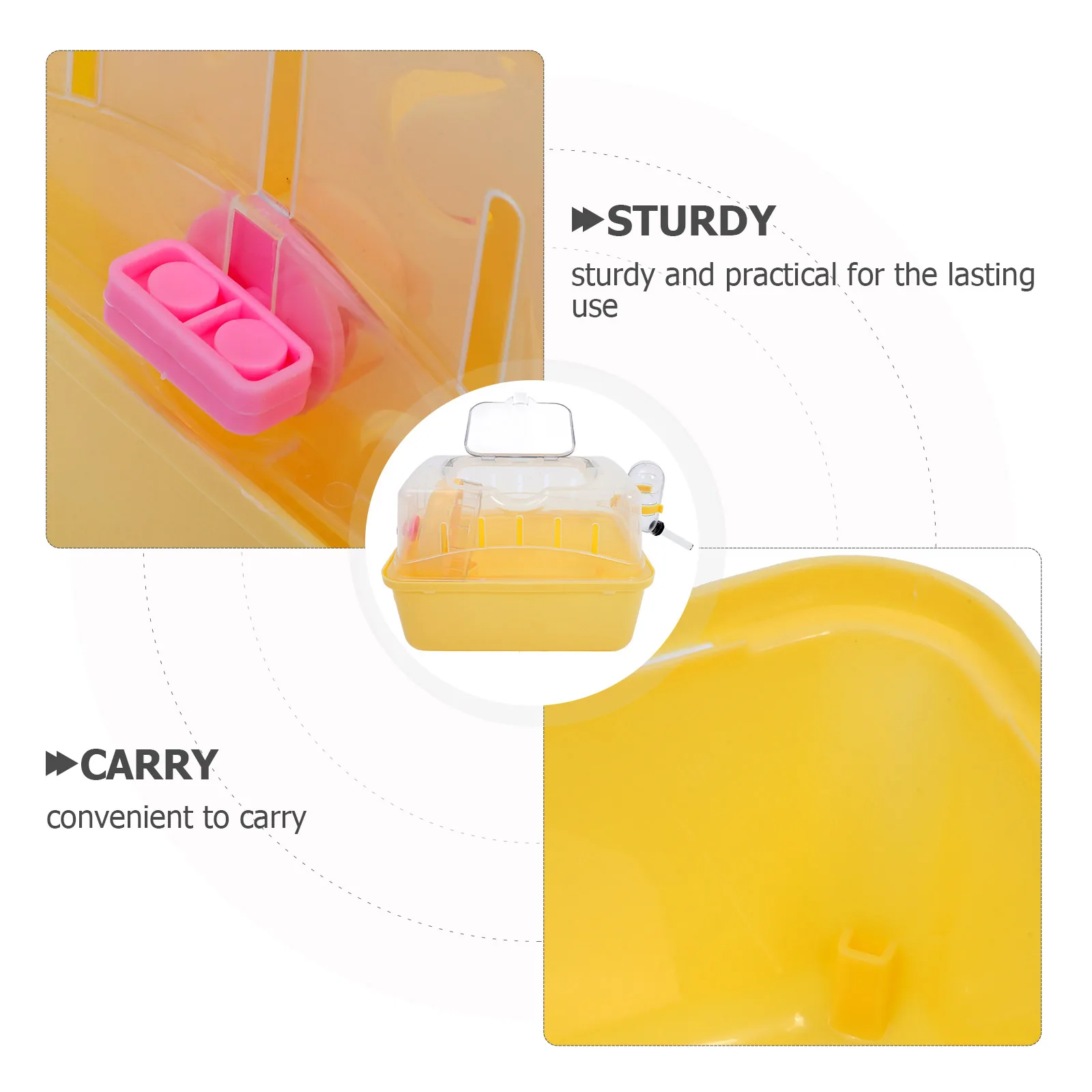 

Yellow Plastic Hamster Guinea Pig Travel Cage Carrier Container for Small Pets Portable Lightweight Pet Supply