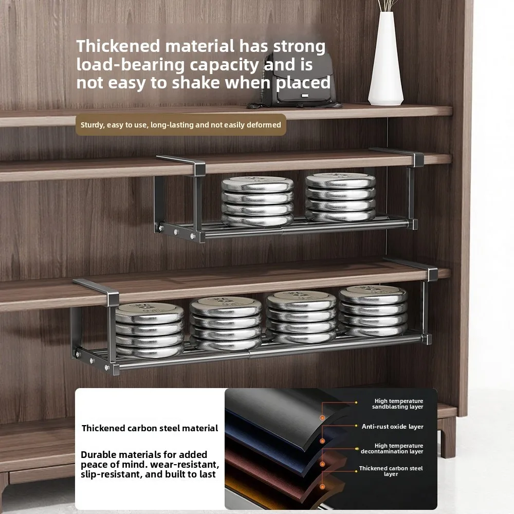 Expandable Hanging Shoe Rack Cm Single Tier Carbon Steel No-Drill Organizer In Milk White Or Gunmetal Gray Closet Cabinet