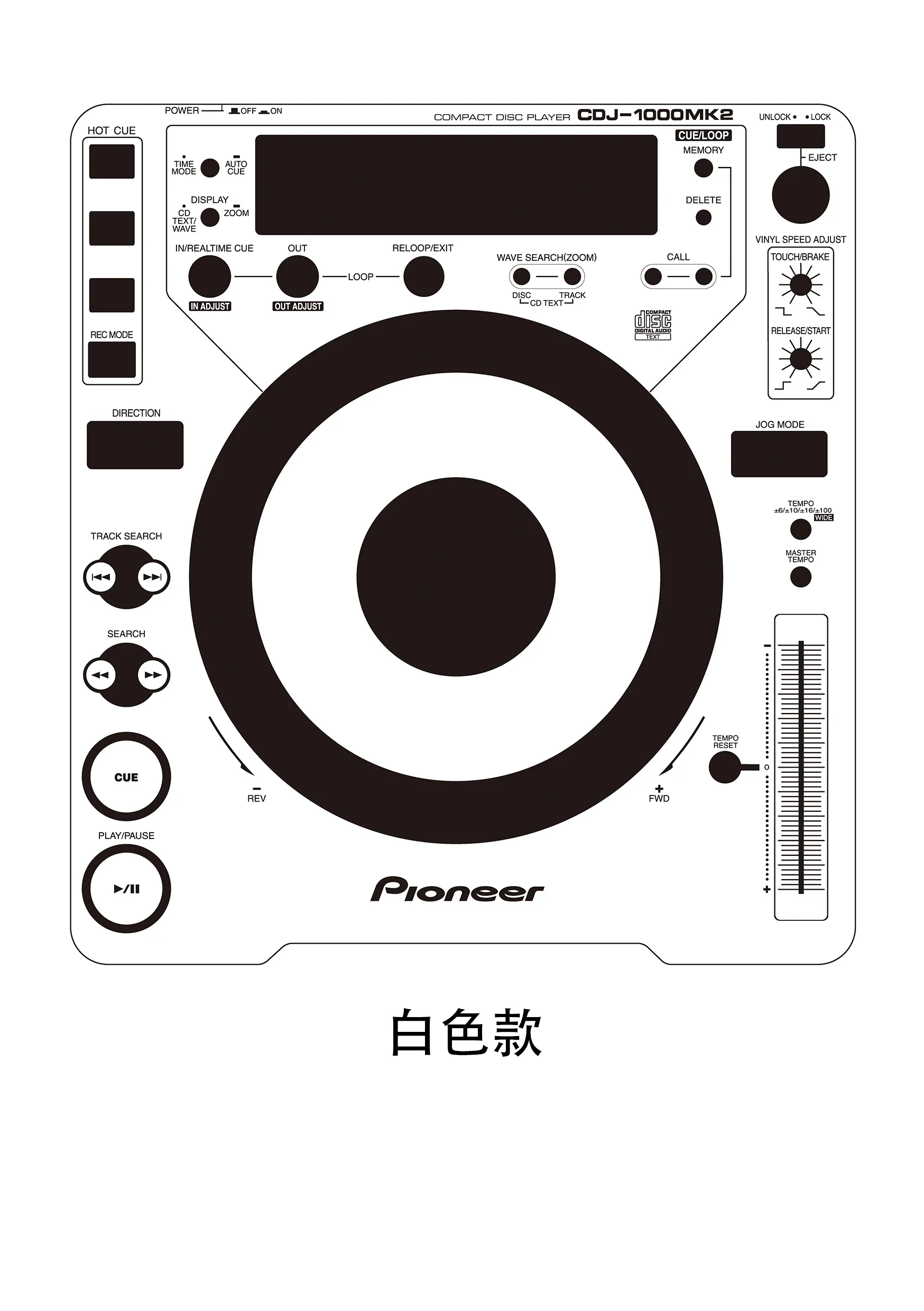 Pioneer CDJ-1000 MK2 Disc Player Panel Film. Disc Player Personalized Colorful Sticker Not Ironing Plate