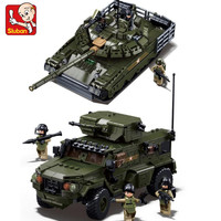 Sluban Military T-80BVMS Main Battle Tank And Typhoon VDVS Assault Armored Vehicle Model Building Block Educational Toy for Boys