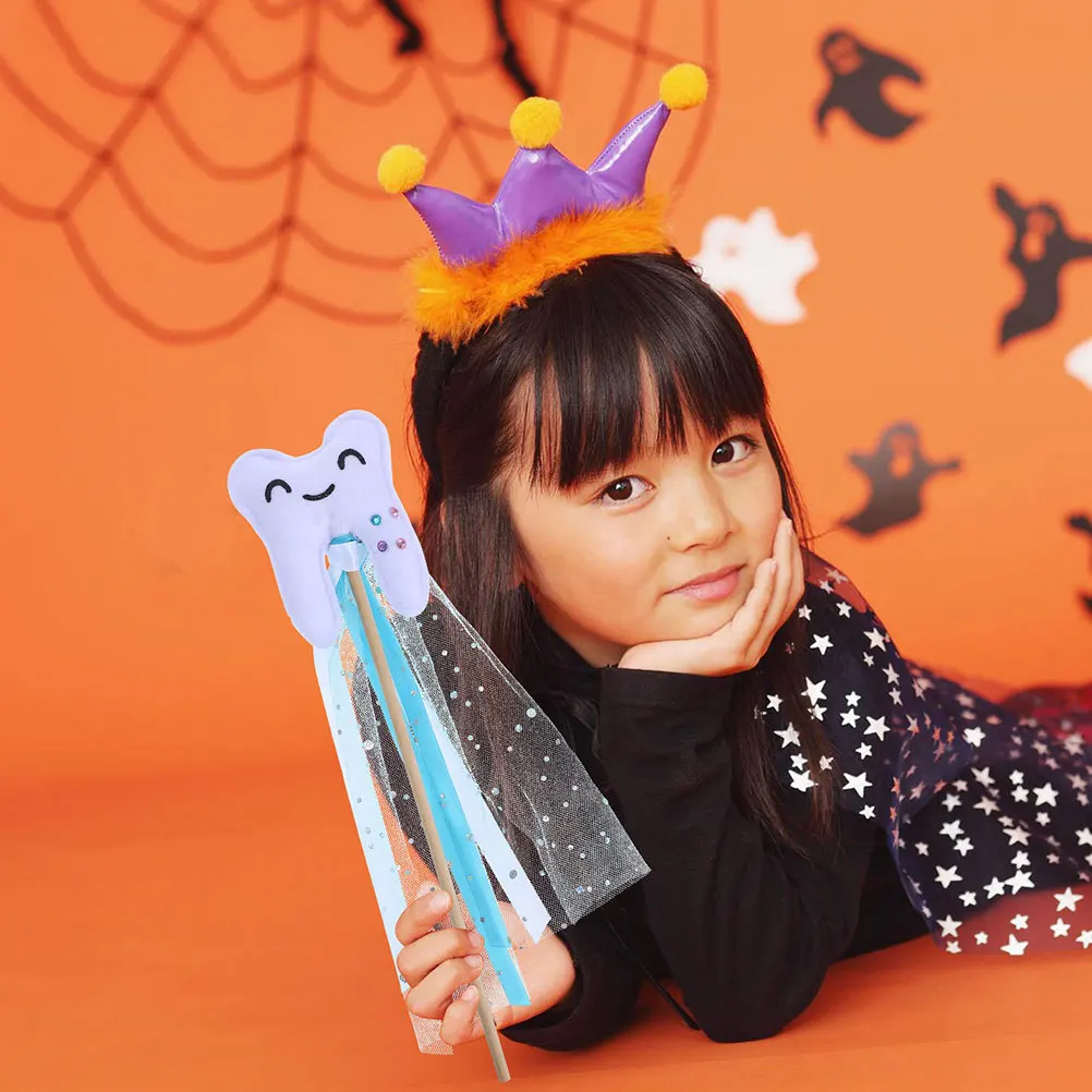 2Pcs Tooth Fairy Wand Vibrant Tooth Shaped Stick for Party Dress Performance Props Fairy Sticks Wands for