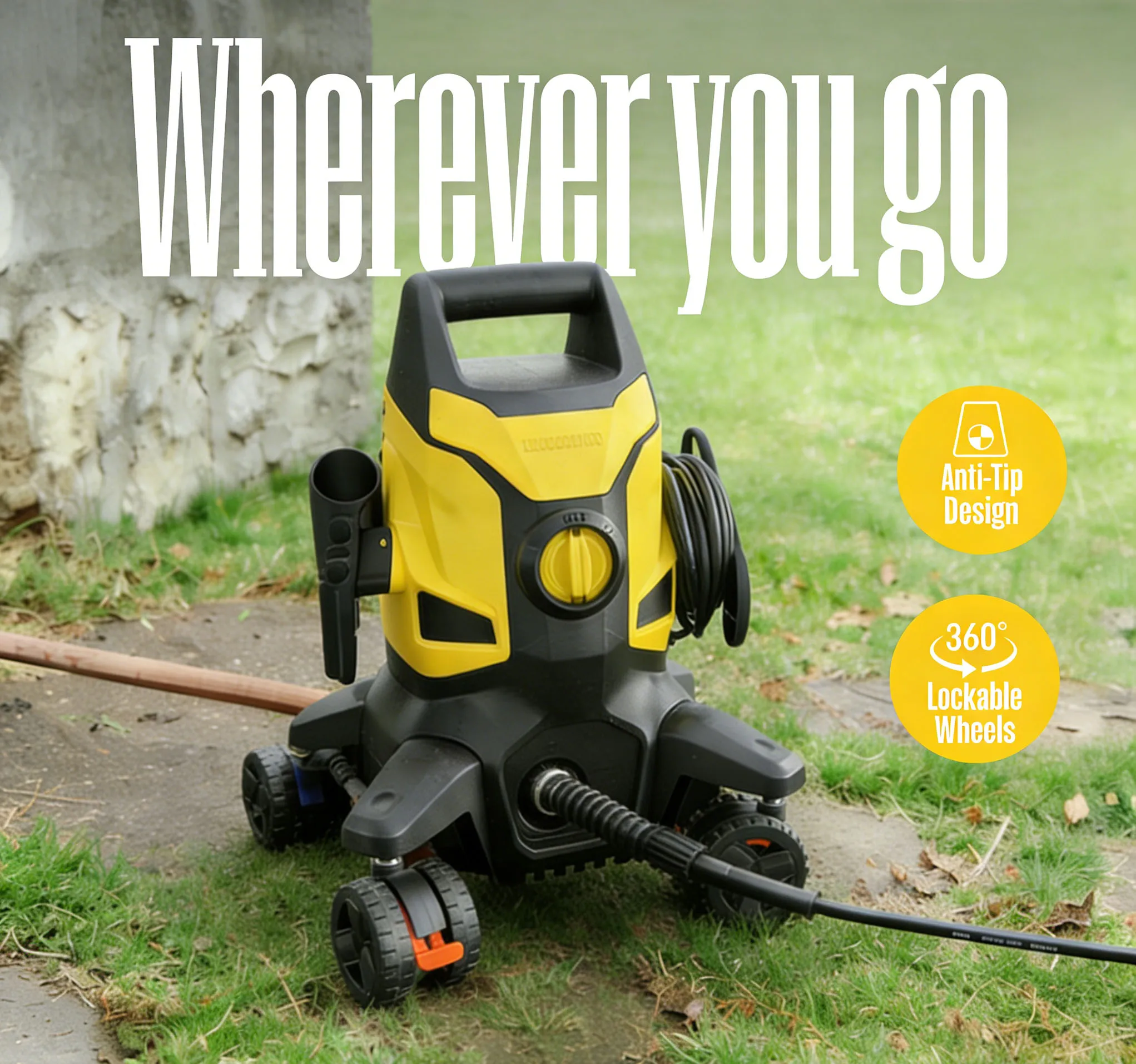 Wholesale Portable Car Washer 1800W 220V High Pressure Electric Wash Machine With Wheels Driveway Garage Use