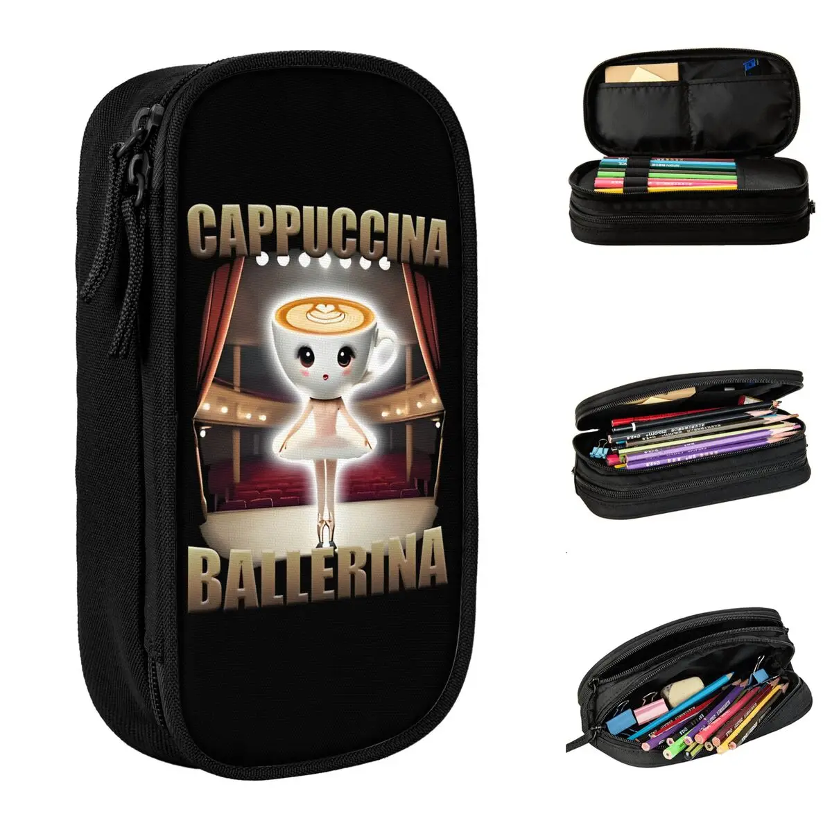 

Funny Italian Brainrot Ballerina Cappuccina Meme Pencil Cases Pen Bag Girls Boys Big Capacity School Supplies Zipper Pencil Box