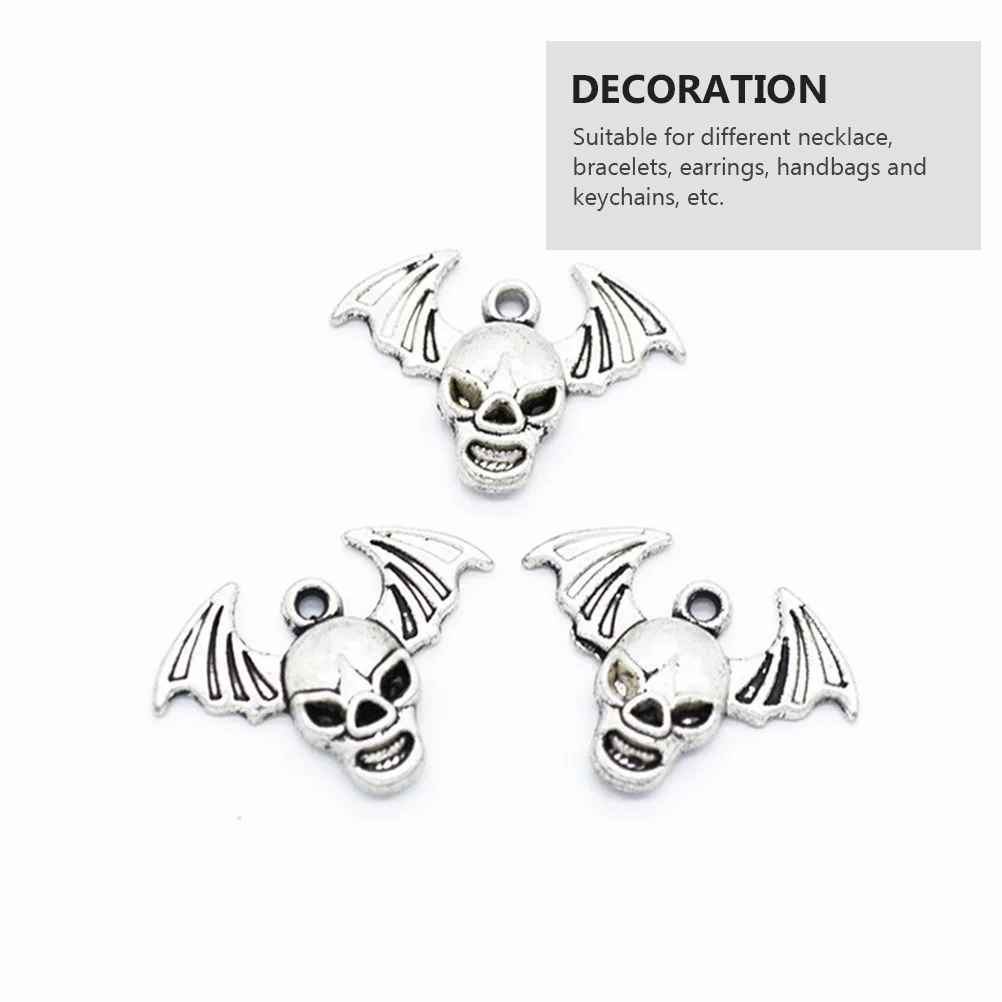 

50 pcs 24Mm Alloy Bat Skull Pendant Halloween Decoration Necklace Bracelet Earring Keychain Charm Gift s Family Friends