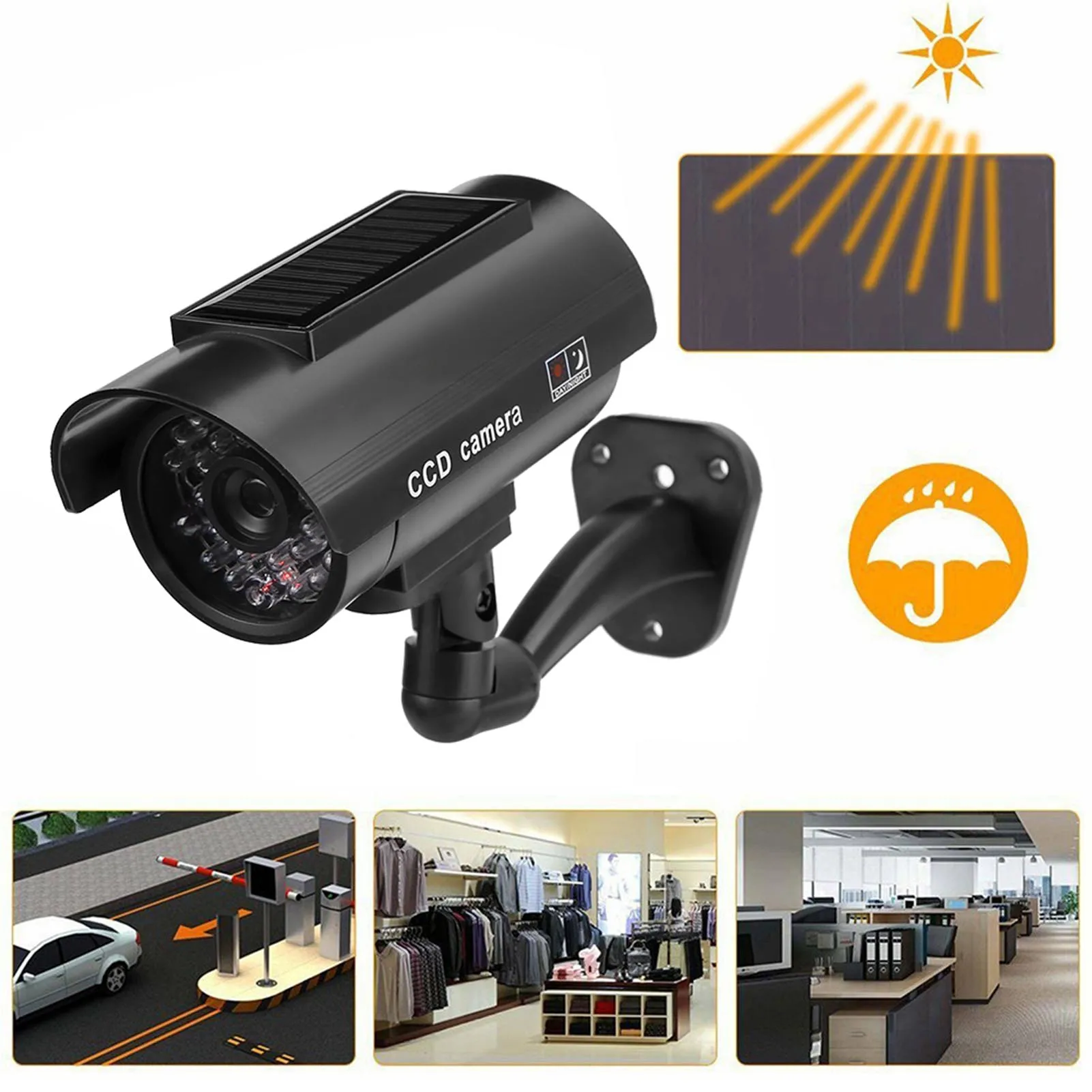 zk30 Solar Powered Waterproof Imitation Dummy Security Fake Camera With Flashing LED Light