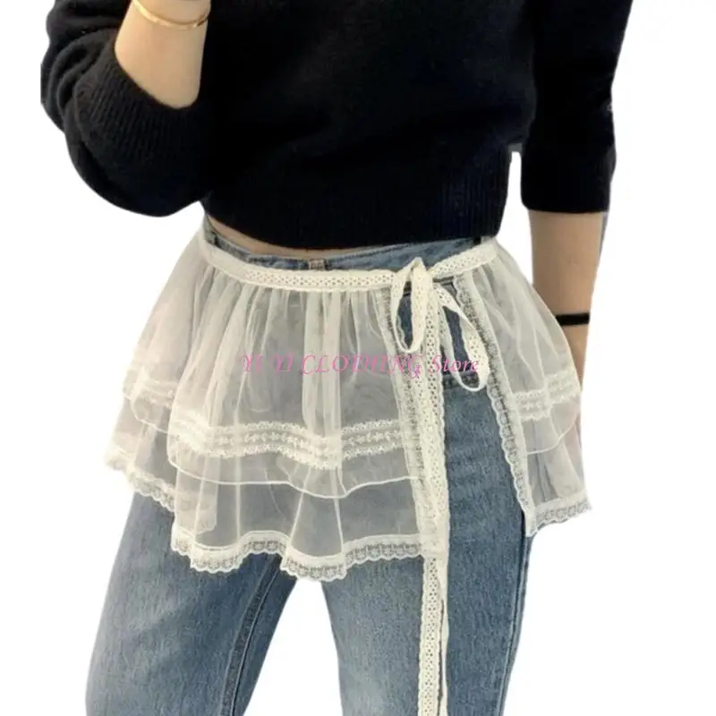 N5KF unieke kant- en mesh rok mode damesrok voor date night of alledaagse slijtage