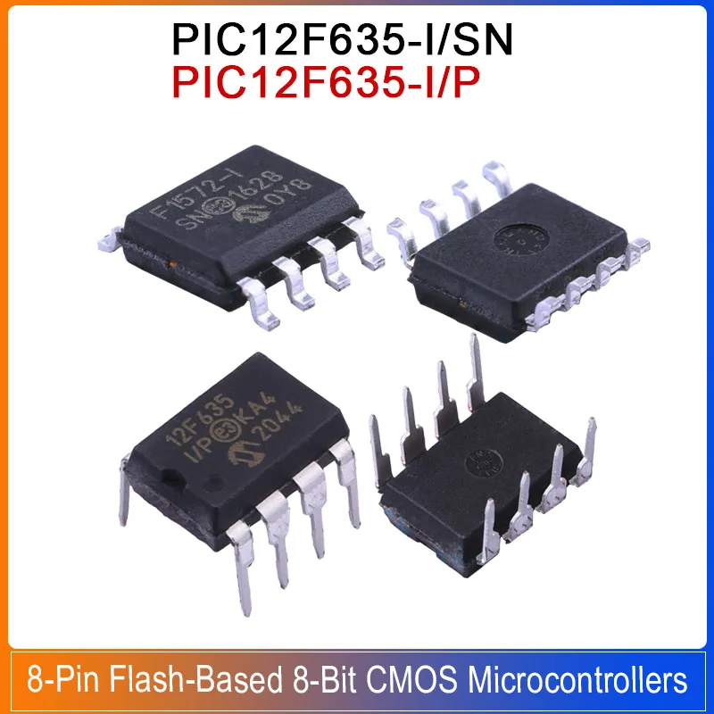 1/5/20PCS PIC12F635-I/SN SOP-8 PIC12F635-I/P DIP-8 PIC12F635 PIC 12F635 20MHZ 8-bit flash microcontroller chip