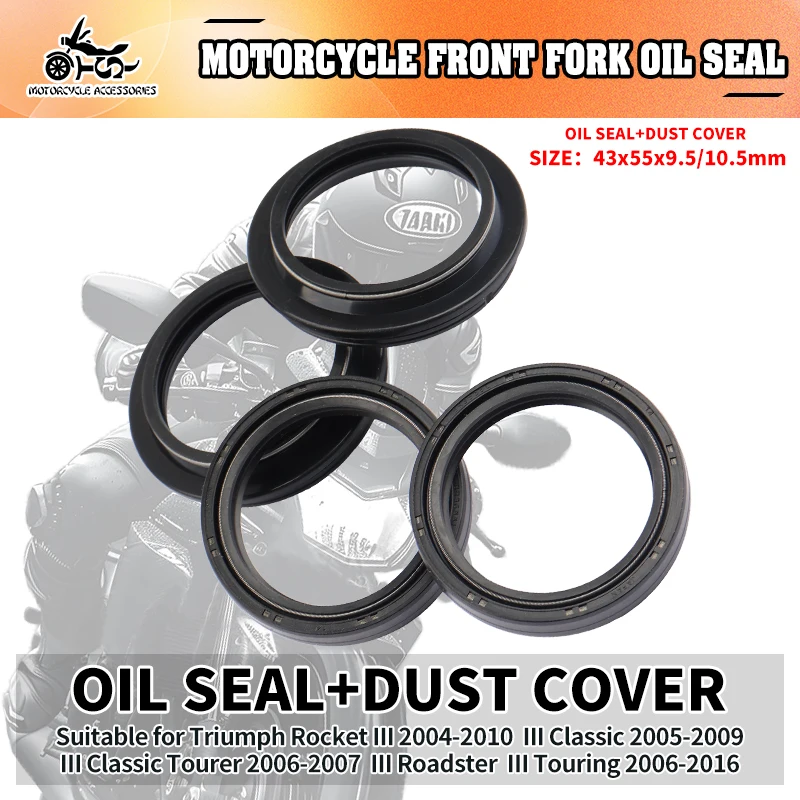 

SJ 43X55X9.5/10.5 Motorcycle Front Suspension Seals Oil Seal & Dust Cover Kit For Triumph Rocket III Roadster Thunderbird Sport