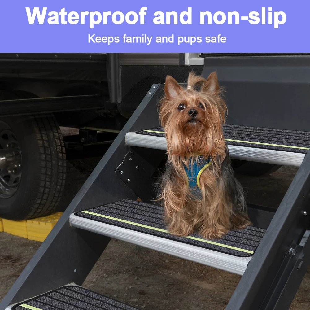 

4 Pack Camper Rug Carpet Set Non-Slip RV Stair Covers Reflective RV Step Rugs for Outdoor Adventures