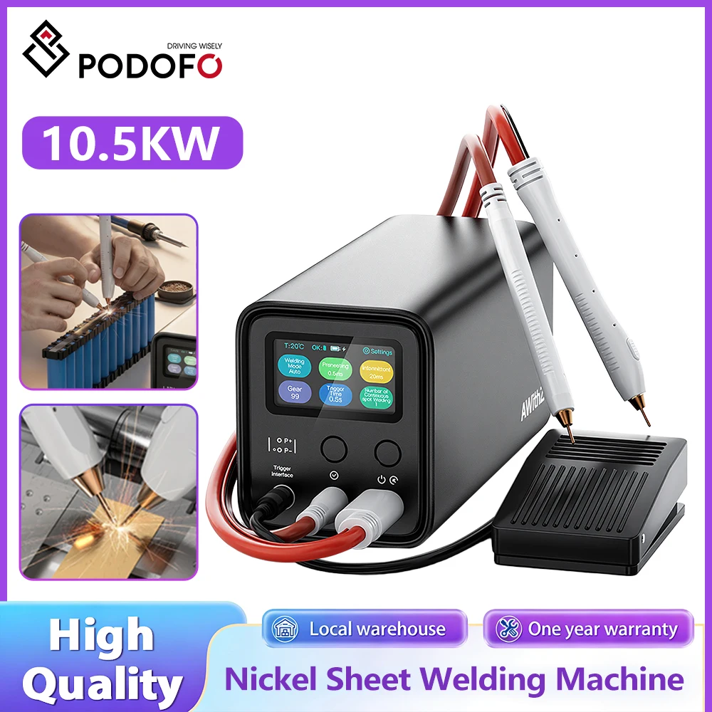 10,5KW Kondensator-Punktschweißgerät - 1750A Ausgangsleistung Batterieschweißmaschine mit LCD-Display & Fußschalter für Batteriemontage & -reparatur