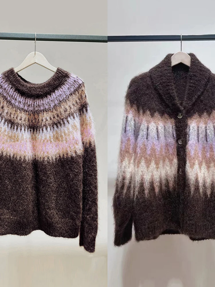 

Lav Wave Fair Isle Camere вязаный открытый кардиган женский свитер осень-зима новый Sle Commute Sle Long Sve roun...