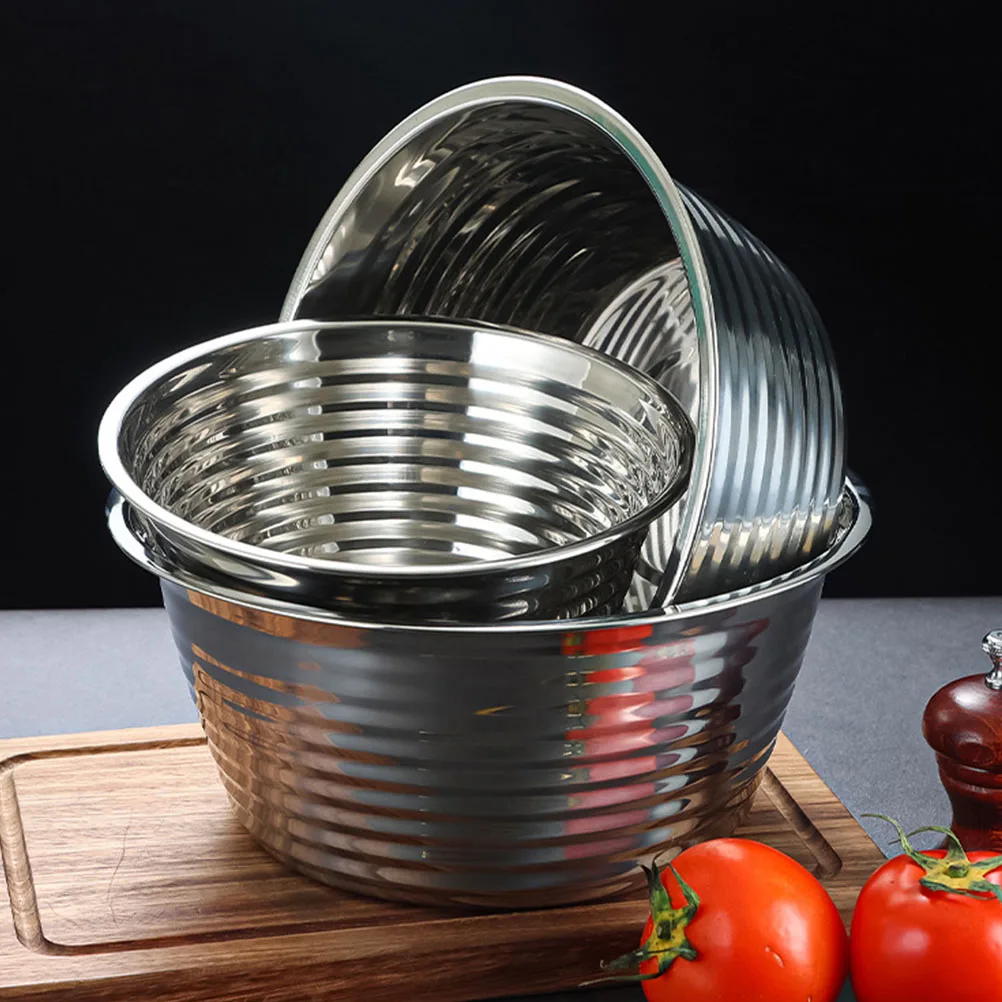 

Stainless Steel Bowl 3PCS Salad Fruit Basin Containers Food Storage Soup Cooking Pot Kitchen Supplies Vegetable Container